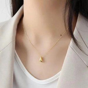 “18” NEW GOLD WATER DROP 925 STERLING SILVER NECKLACE